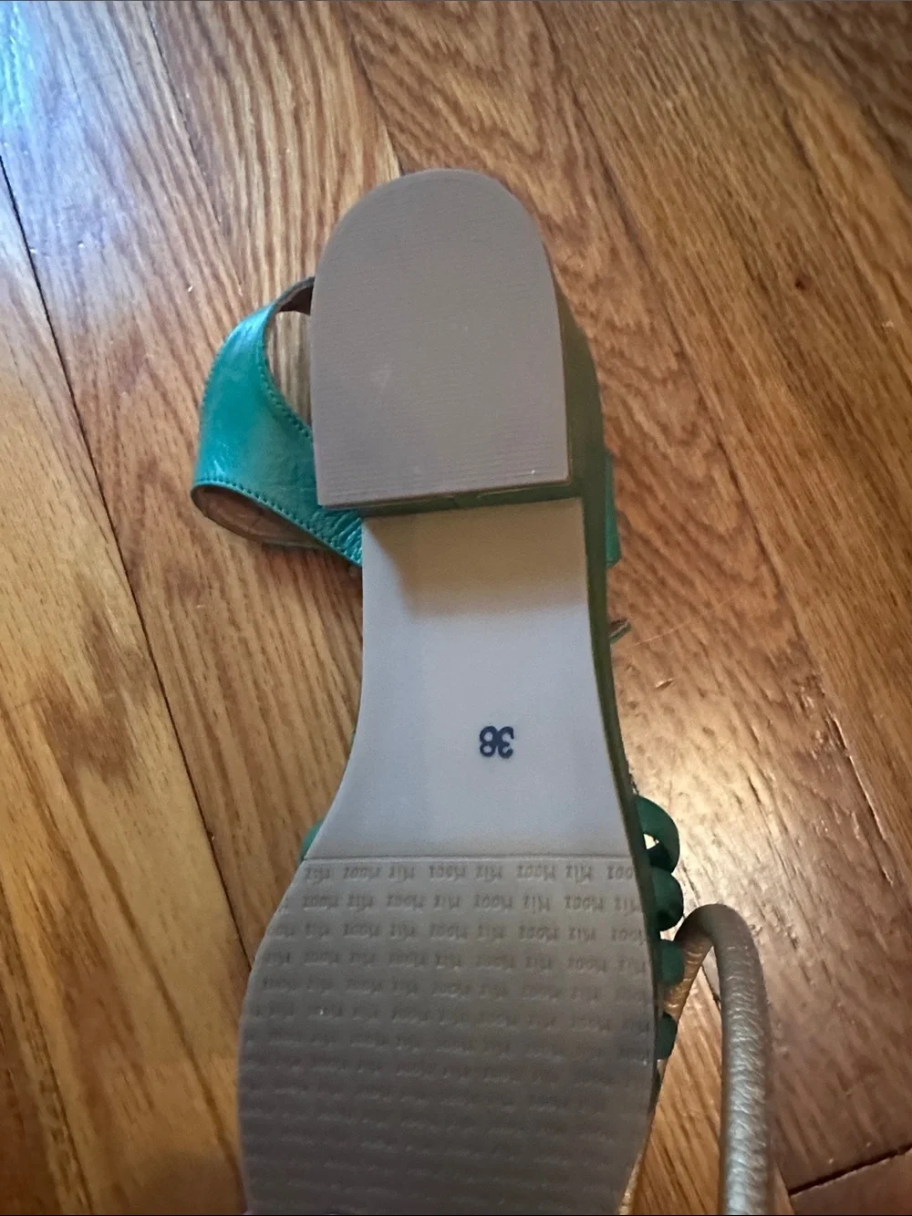 Miz Mooz Teal Green Leather Strappy Ankle Sandals
